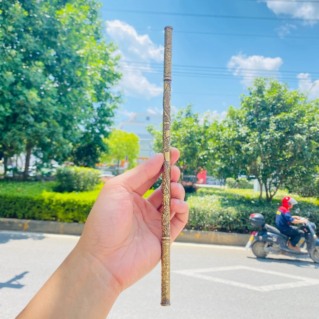 如意金箍棒/复古盘龙棍材质实心铜一体手工雕刻创意摆件精美古朴