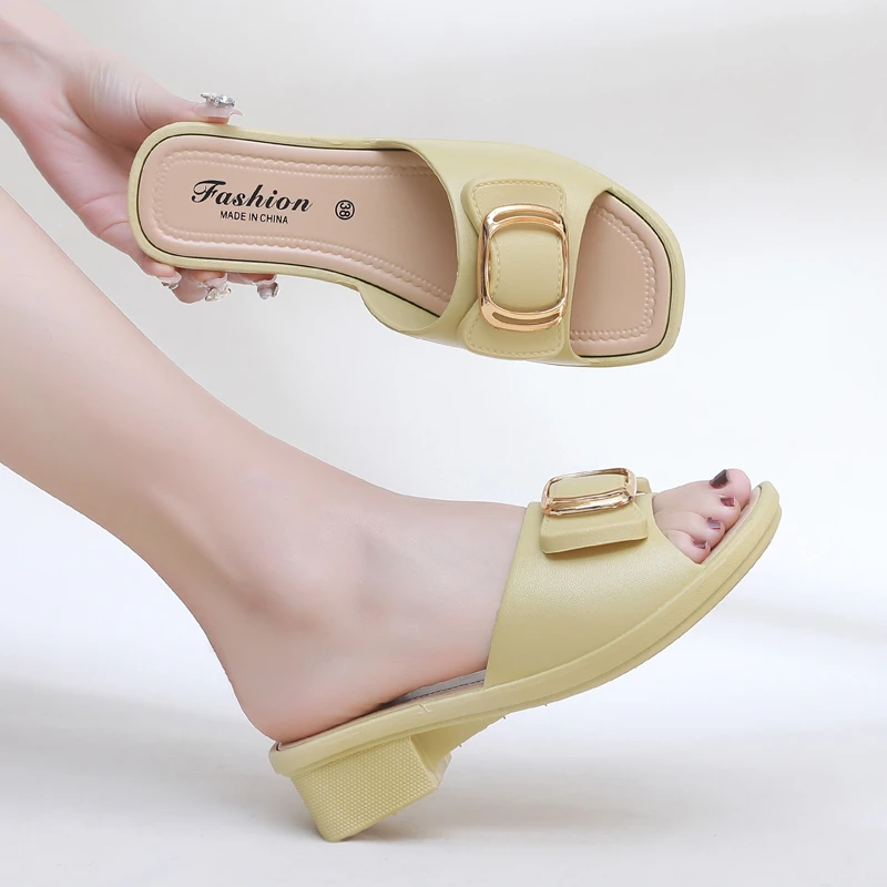 夏季拖鞋女鞋软底软面网红时尚好穿百搭家用妈妈鞋法式简约凉拖