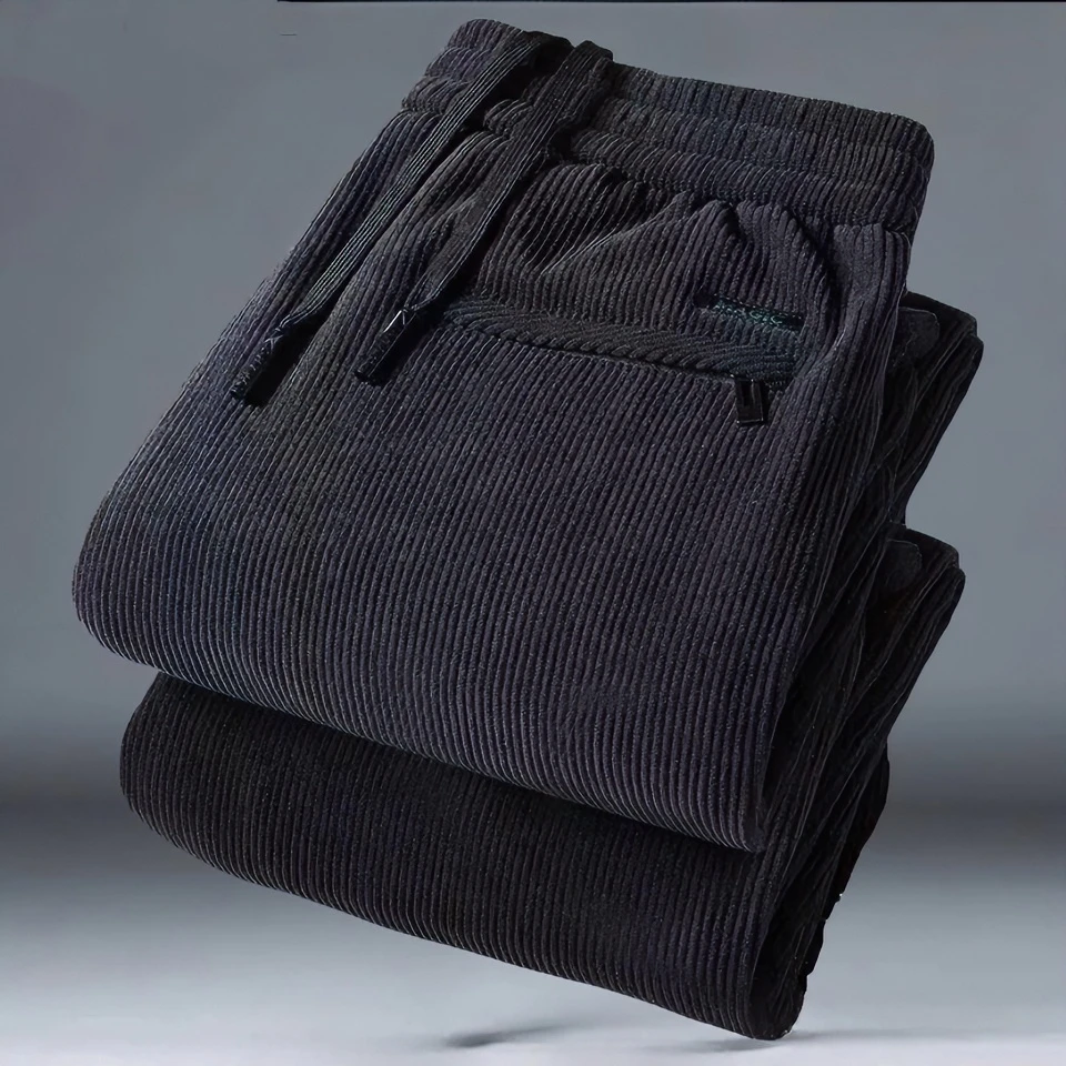 【发货快】秋季加厚灯芯裤潮流时尚宽松休闲直筒运动裤男士透气长裤