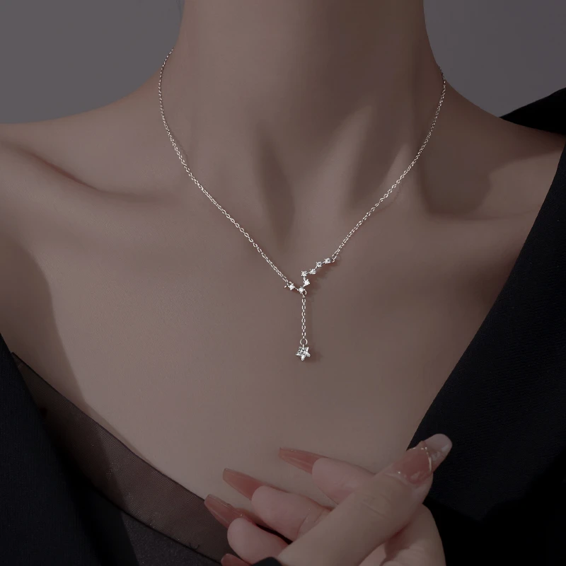 坠链均足银 999纯银星座项链女轻奢小众设计感足银锁骨链颈链夏