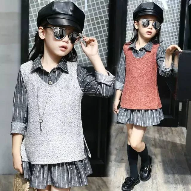 【四季撤柜高品质童装孤品】儿童长袖洋气针织时尚女孩时尚简约韩版