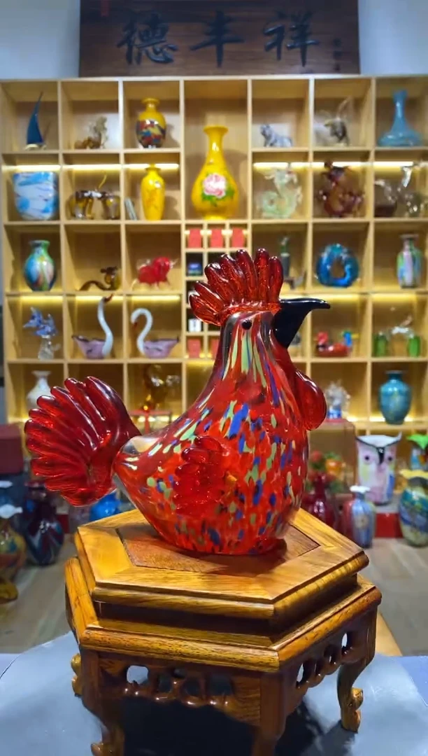 【闪购商品】瓷摆件琉璃纯手工红大吉大利鸡