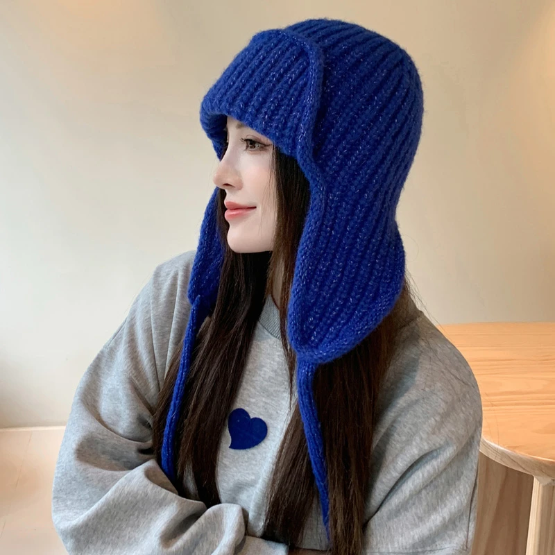 韩版粗线针织毛线帽子秋冬女加厚保暖护耳雷锋帽休闲百搭防寒冷帽