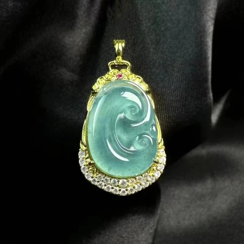 【万佳甄选】天然A货翡翠如意合金镶嵌吊坠多样性发货【GZP】