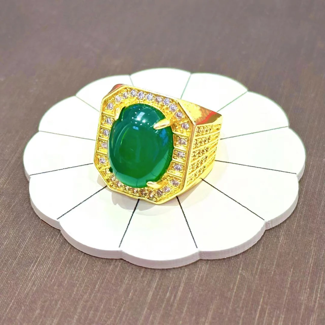 【小米专属】天圆地方时尚经典蛋面玉髓合金镶嵌扳指【ZJZ40】