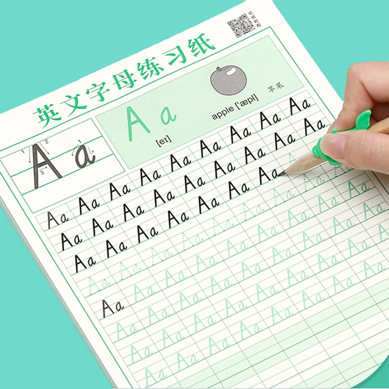 斜体点阵26个英文字母练字帖硬笔练习纸儿童小学生英语字母单词本