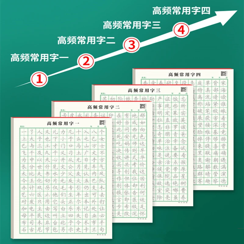 高频常用字描红练字帖正楷硬笔书法纸中小学生点阵控笔训练基本