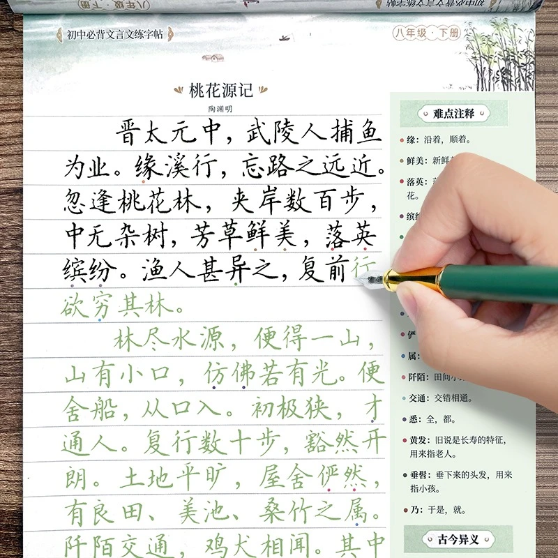 初中必背文言文古诗词字帖课本同步中学生楷书硬笔书法每日一练