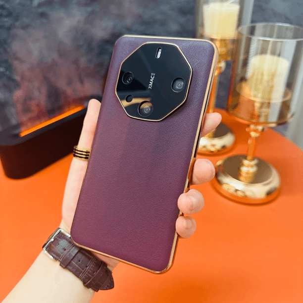 商务适用华为mate60rs非凡大师真皮手机壳电镀贴皮新款软高档