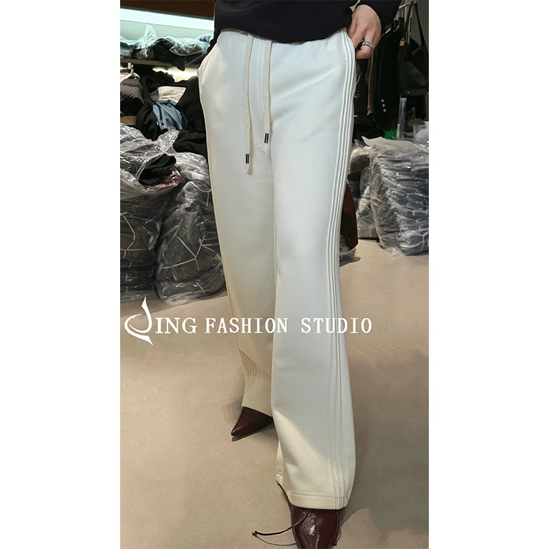 JING2024秋冬新款2599高品质抽绳高腰直筒裤宽松百搭垂感阔腿长裤