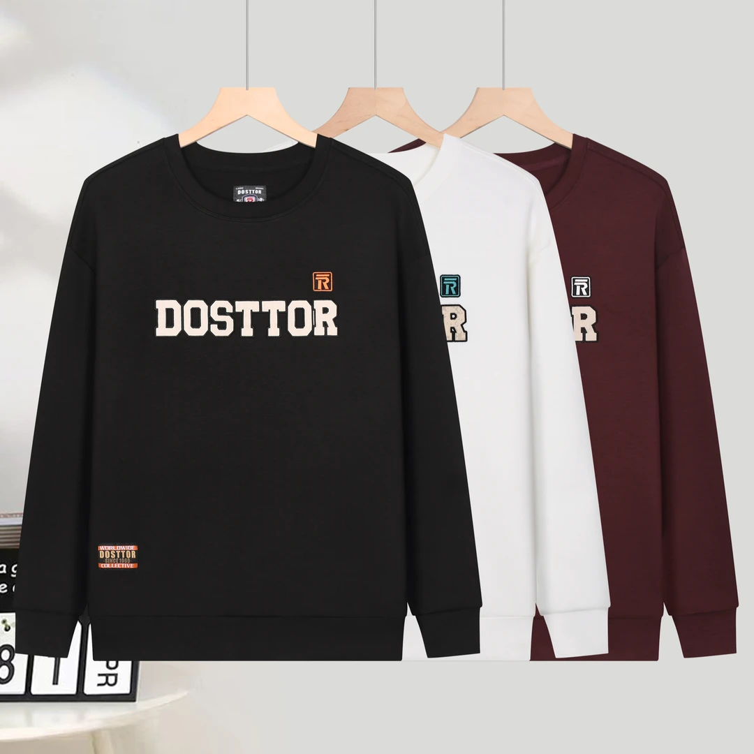 DOSTTOR夺丝特男士秋季长袖宽松时尚休闲加绒秋冬圆领卫衣DS-2341