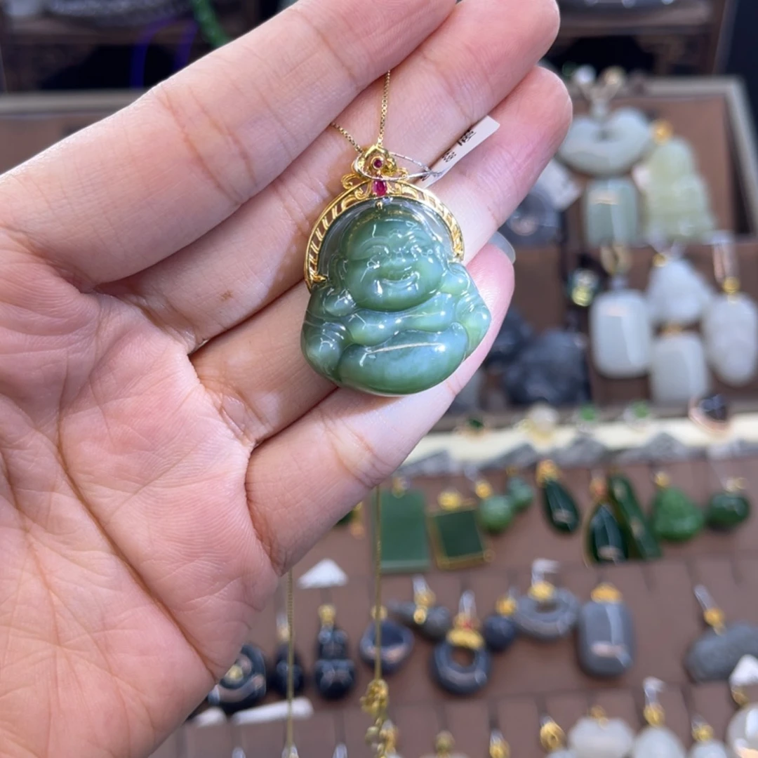 【闪购商品】和田玉吊坠18K金镶嵌