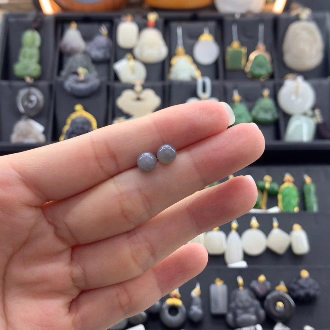 【闪购商品】和田玉耳钉银S925镶嵌