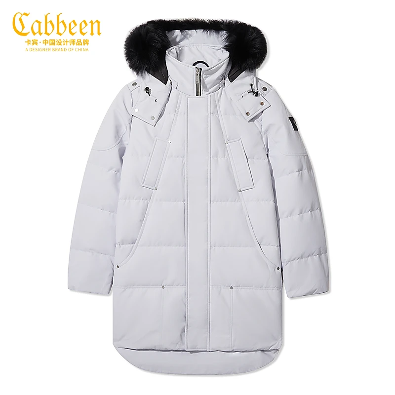 卡宾男装长款羽绒服秋冬款90白鸭绒大衣外套保暖好羽绒中长款加厚