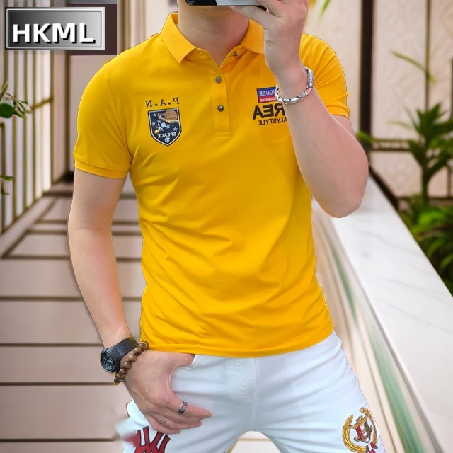 欧洲站新款翻领T恤冰丝polo衫男夏季修身百搭舒适透气休闲半袖衫