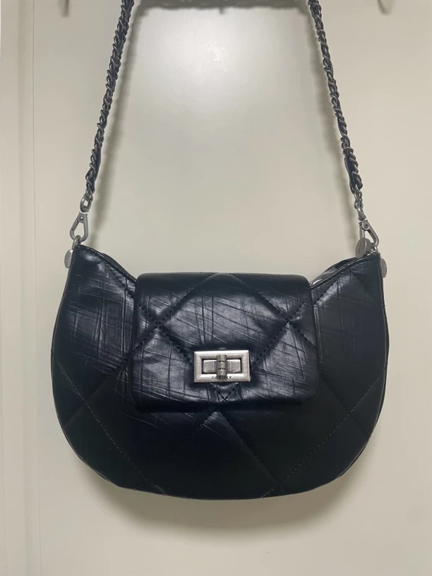 小d家腋下月牙包可斜背腋下法棍包时尚百搭女士黑色单肩休闲经典