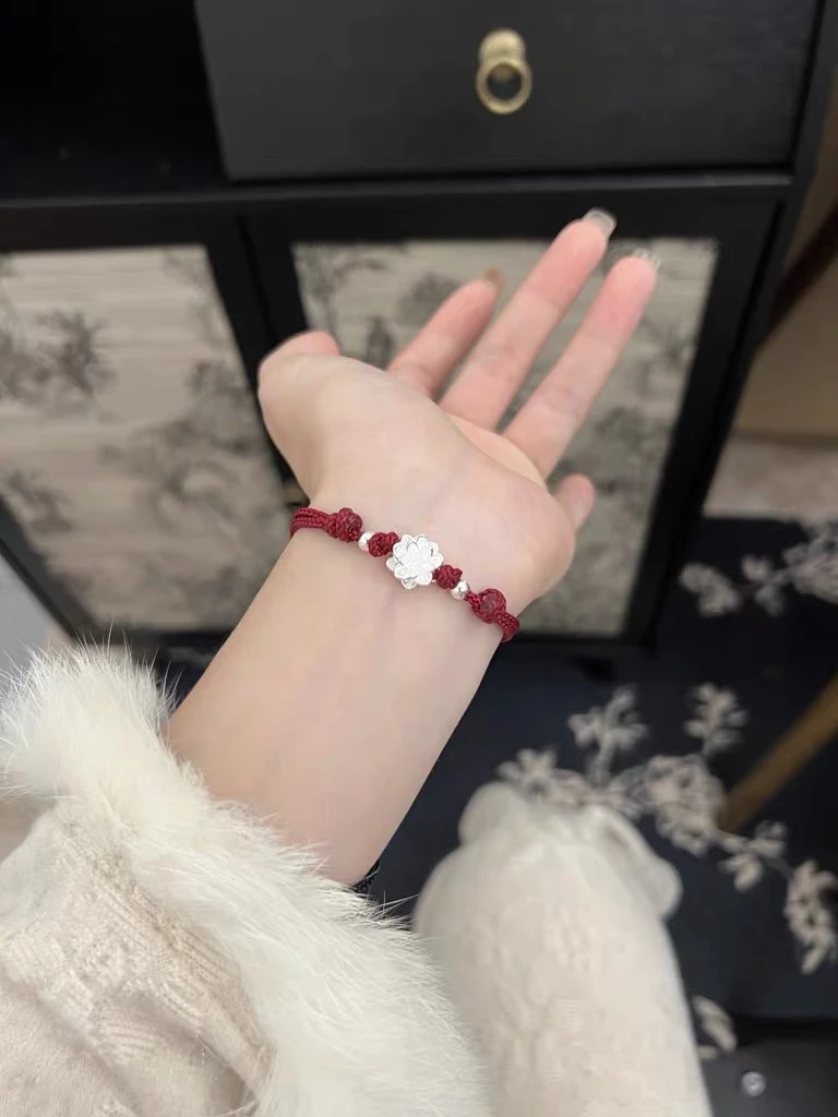 足银手链 C1018百搭红纯银手链