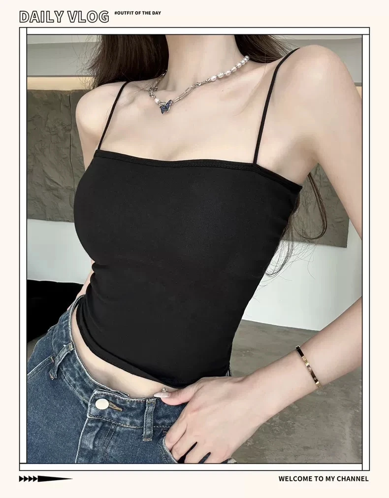 亲肤抗皱裸感轻薄固定杯吊带抹胸交叉绑带性感美背细肩带裹胸内衣