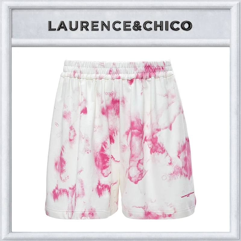 LAURENCE & CHICO时尚印花粉白刺绣水彩晕染短裤G3AX10115001
