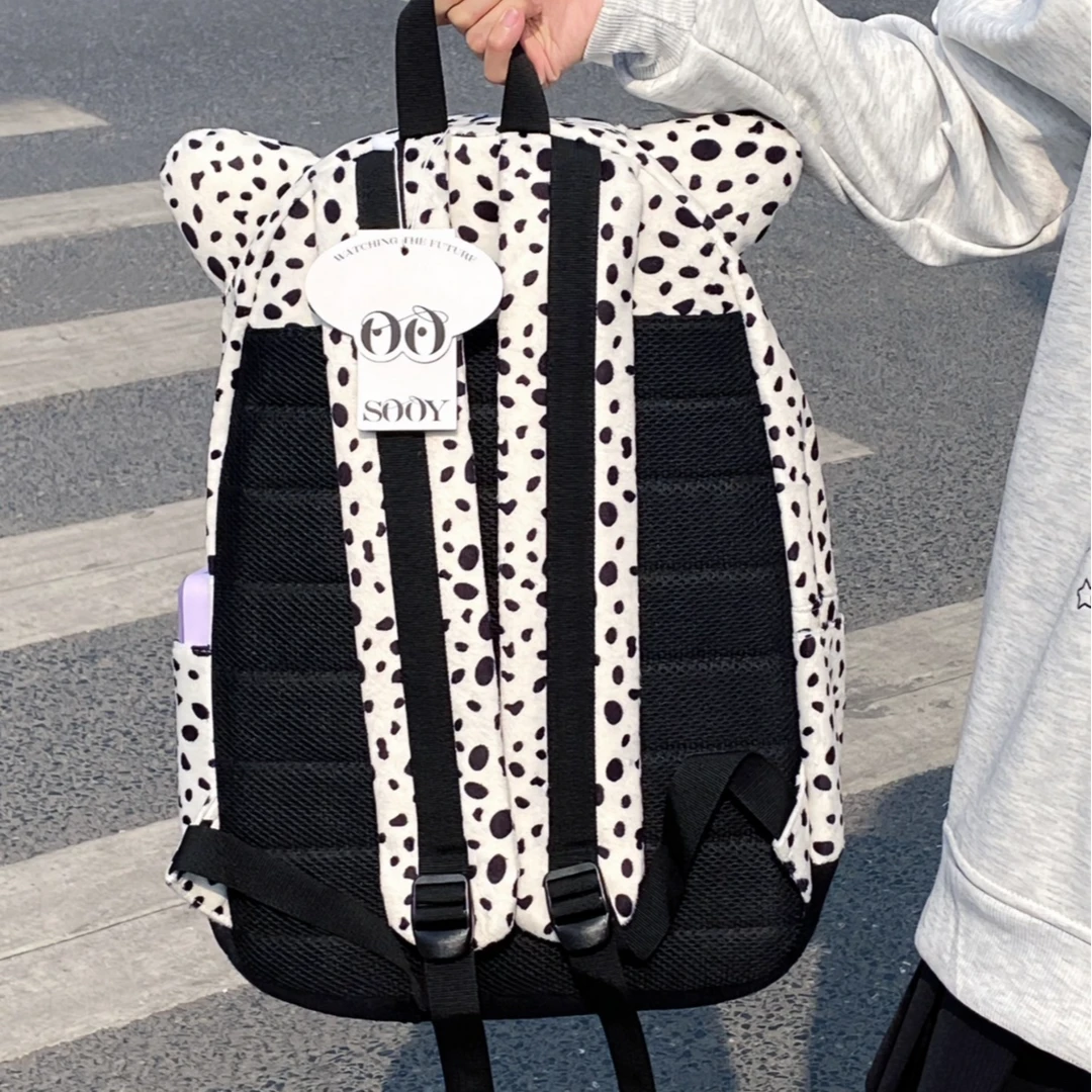 SOOY秋冬毛绒双肩包女生原创小众可爱猫耳书包大容量百搭背包