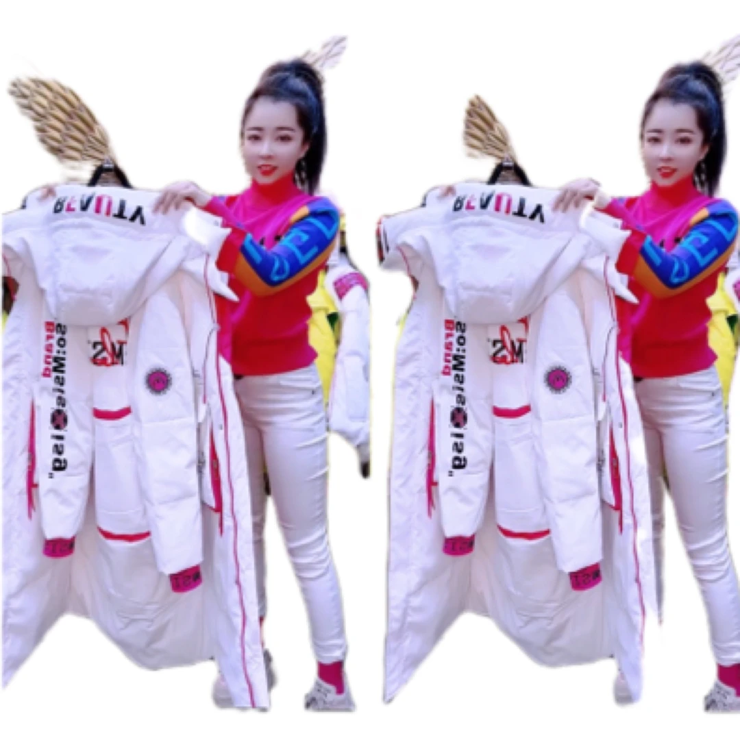 9988款拼色长身大衣羽绒服