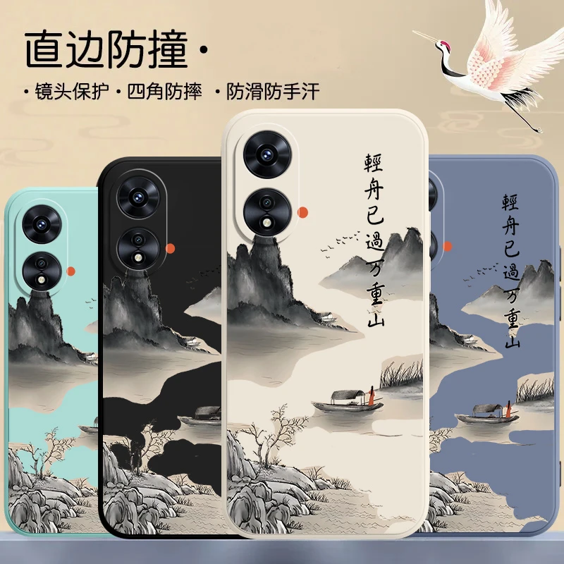 适用轻舟已过万重山OPPOA58手机壳PHJ110全包直边a58x中国风硅胶