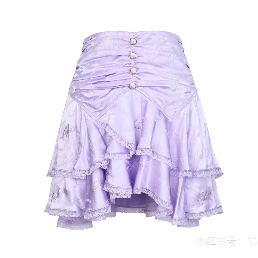 显瘦半身裙半身蛋糕裙高腰时尚女士夏季不规则紫色