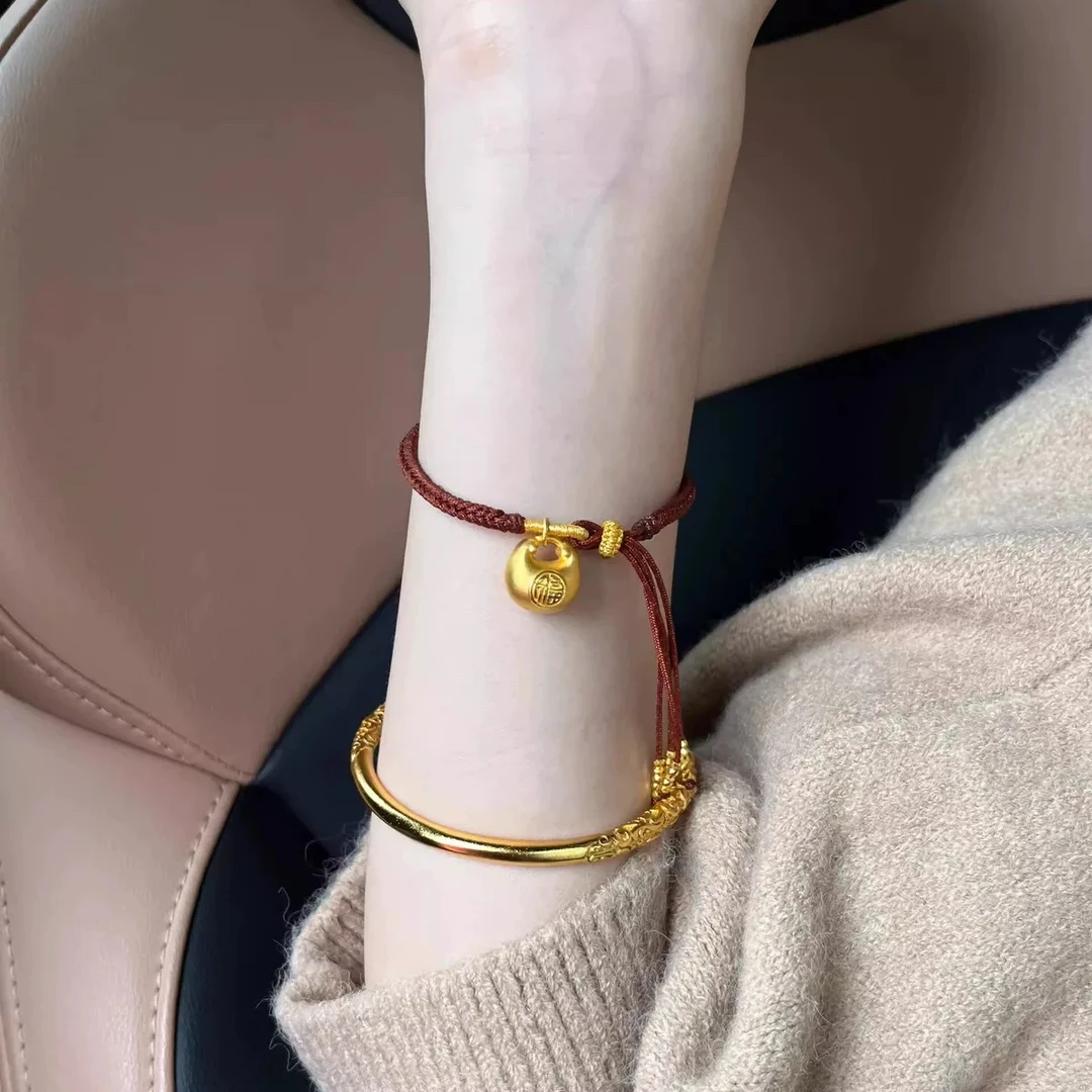 铜合金布艺手链 复古红色编织手绳女时尚百搭珠流苏手链首饰