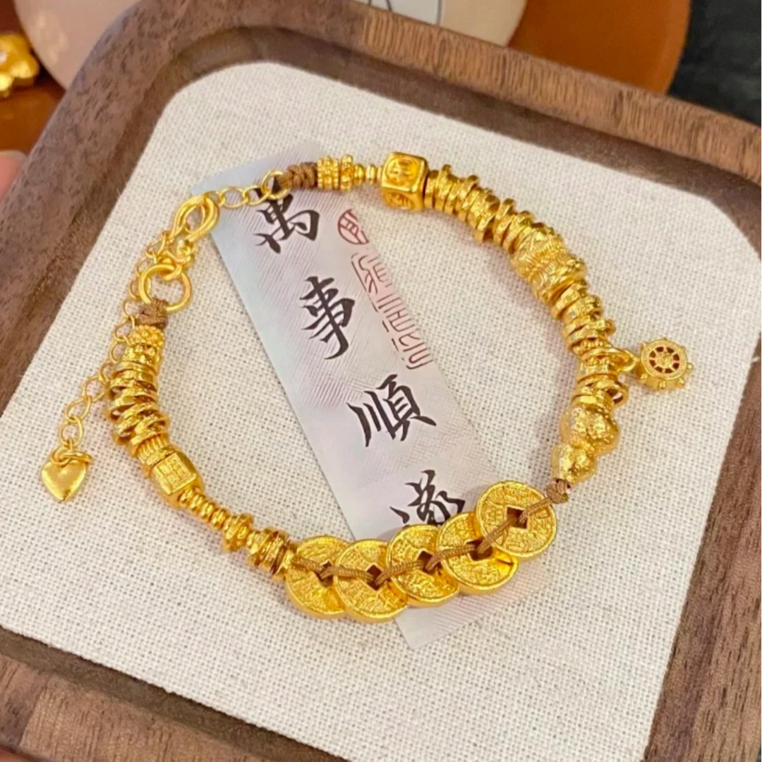 铜合金手链 国潮五钱帝盘缠手链复古民族风时尚百搭手工编织手绳