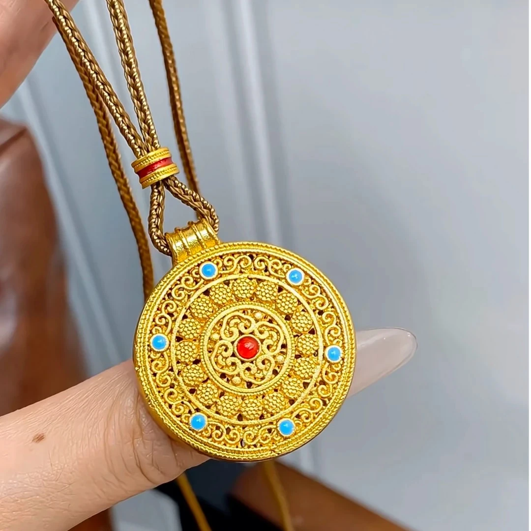 铜合金布艺项链 韦雪同款项链八宝罗盘吊坠编绳精致小众设计配饰