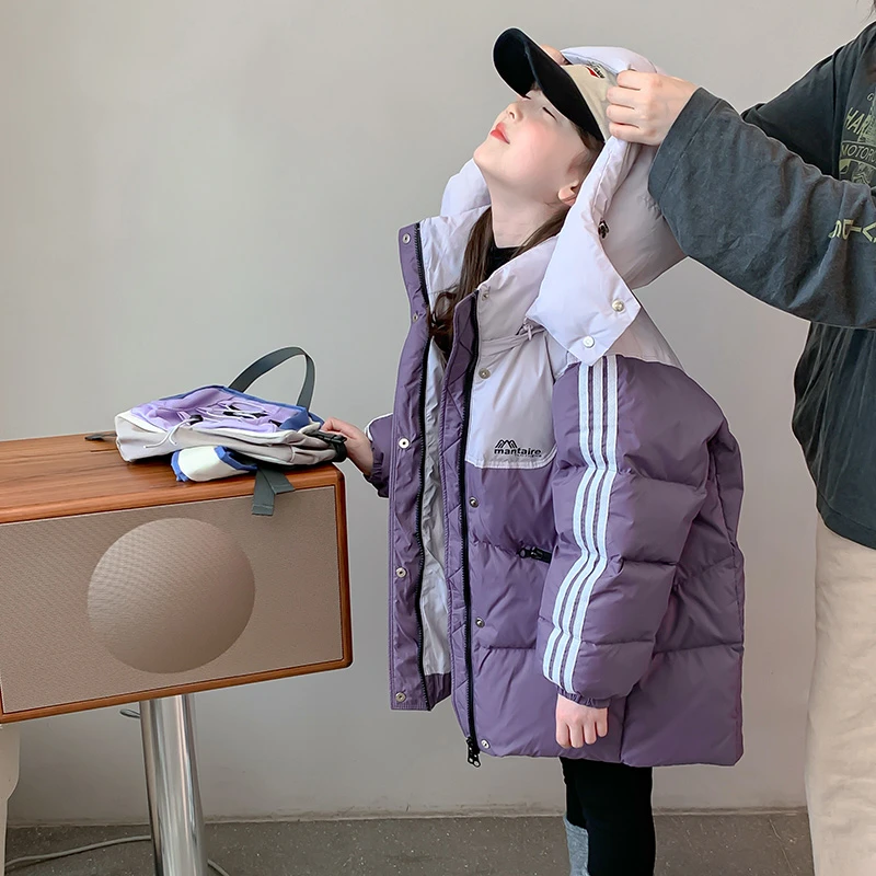 女童羽绒服冬装2025新款儿童冬季加厚潮白鸭绒中长款外套上衣9091