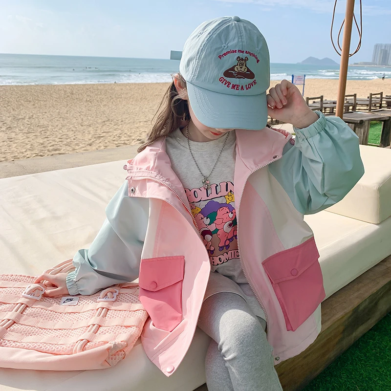 现现【奶油谢德林】女童外套春秋款2025新款洋气儿童秋装冲锋衣8005