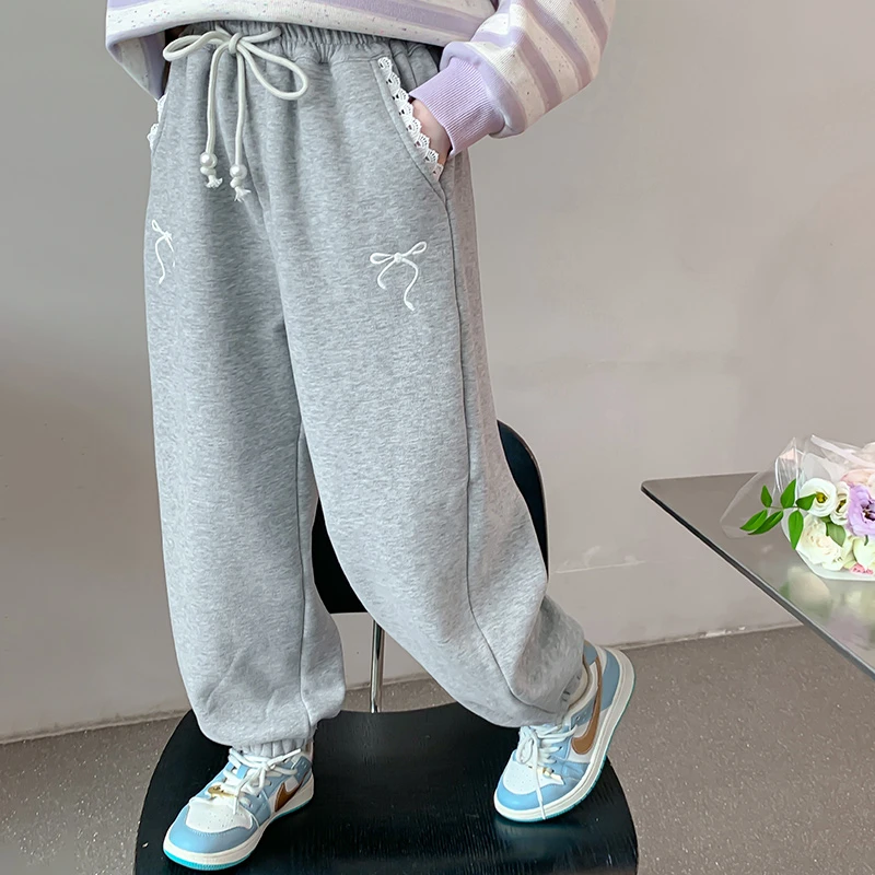 女童加绒裤子冬装2025新款洋气儿童秋冬款休闲裤加厚女孩卫裤8936