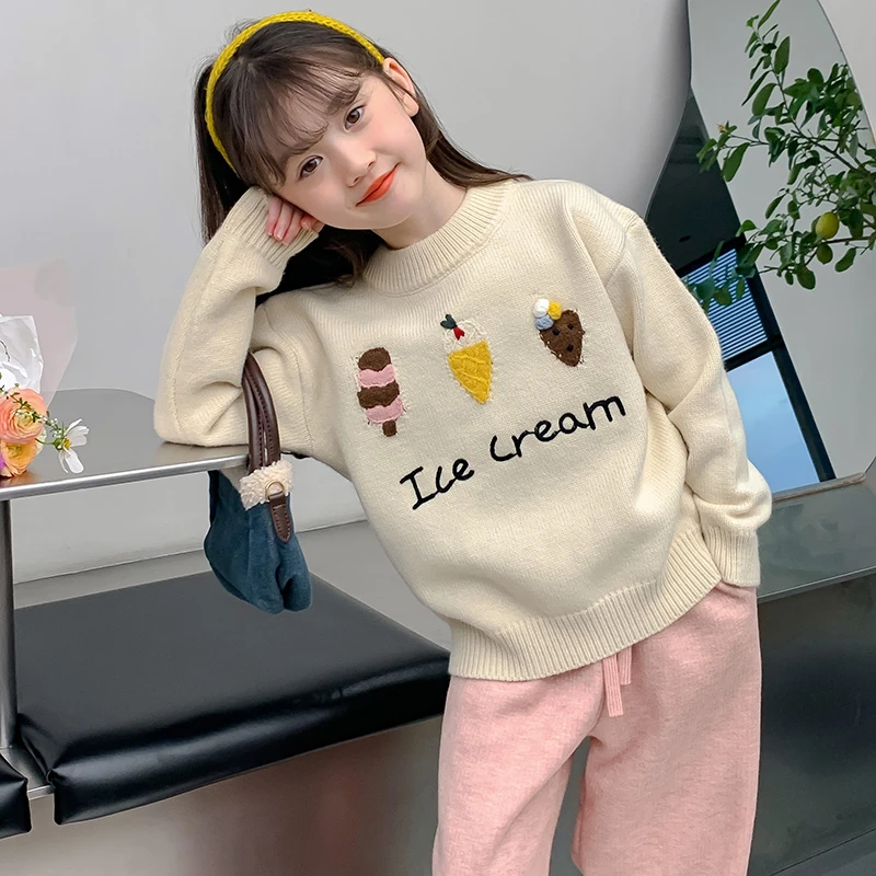 女童毛衣秋冬款2025款爆款洋气儿童冬装加厚小女孩时髦针织衫7781