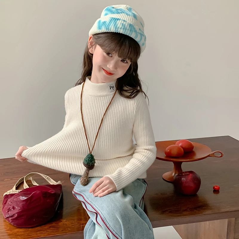 女童毛衣冬装2025新款儿童秋冬款半高领针织衫小女孩加厚上衣9290