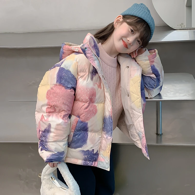 女童冬装羽绒服2024新款儿童冬季加厚外套小女孩潮白鸭绒上衣9161