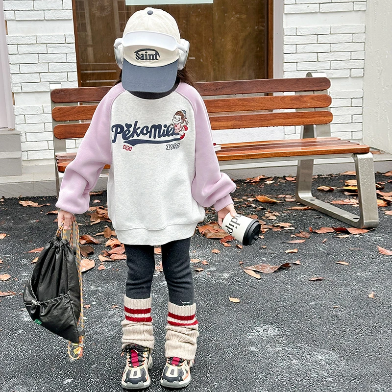 女童加绒卫衣冬装2025新款儿童秋冬款加厚小女孩冬季套头上衣9240
