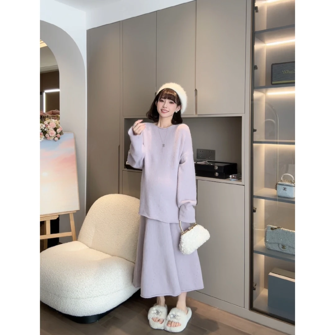 【香芋甜酪】娜娜的孕期穿搭/孕妇装秋冬针织时尚套装