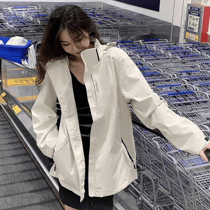 美式冲锋衣情侣外套秋季户外登山服潮流户外运动夹克衫纯色高颜值