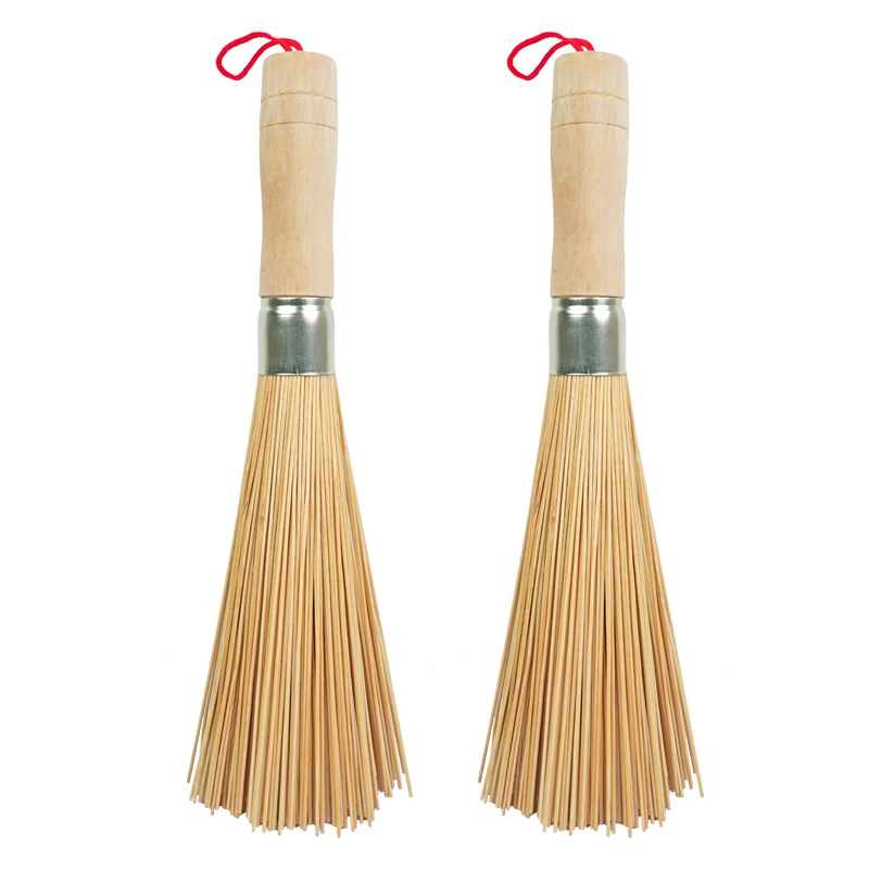2把竹锅刷洗锅竹刷把刷锅洗锅刷子厨房清洁天然长柄手工家用