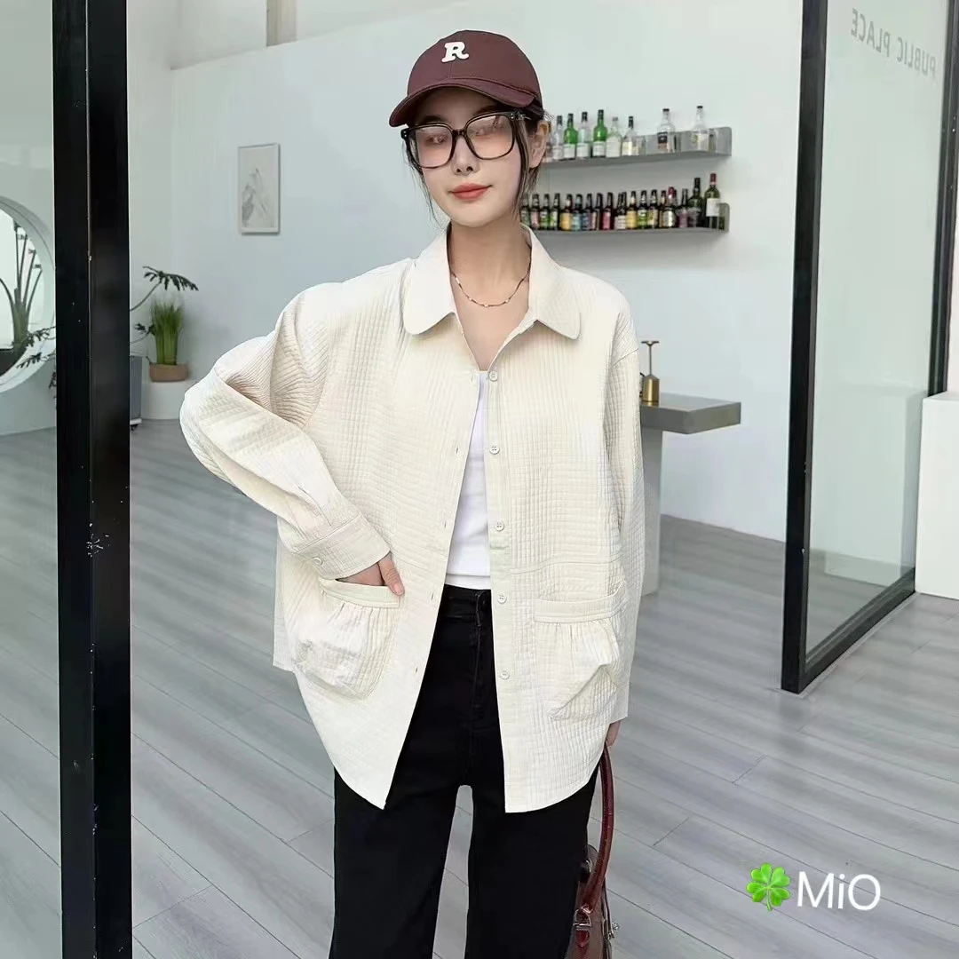 【MIO】米奥春秋季新品休闲百搭宽松时尚短款翻领纯色洋气显瘦外套