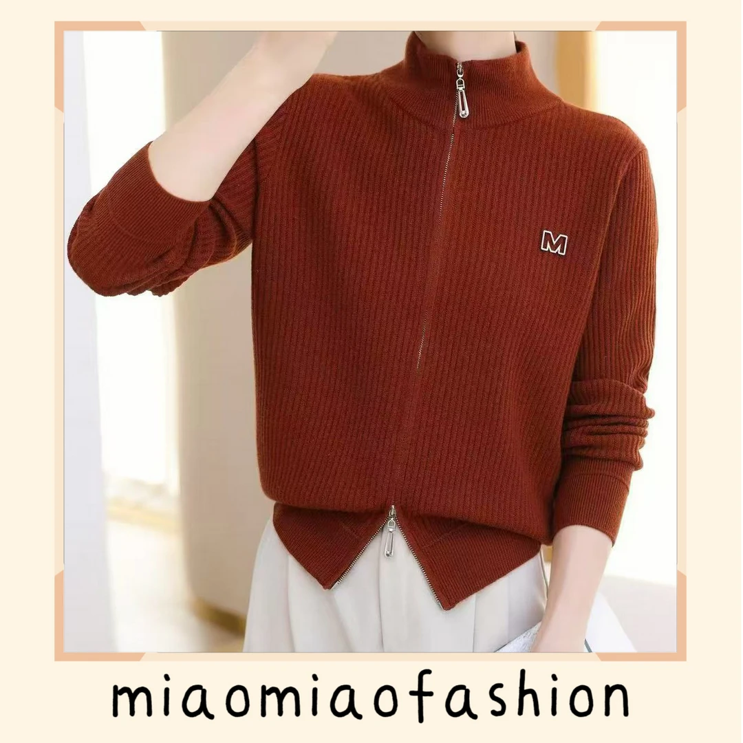 【MIO】米奥秋冬时尚双拉链女士针织外穿内搭洋气柔软显瘦洋气开衫