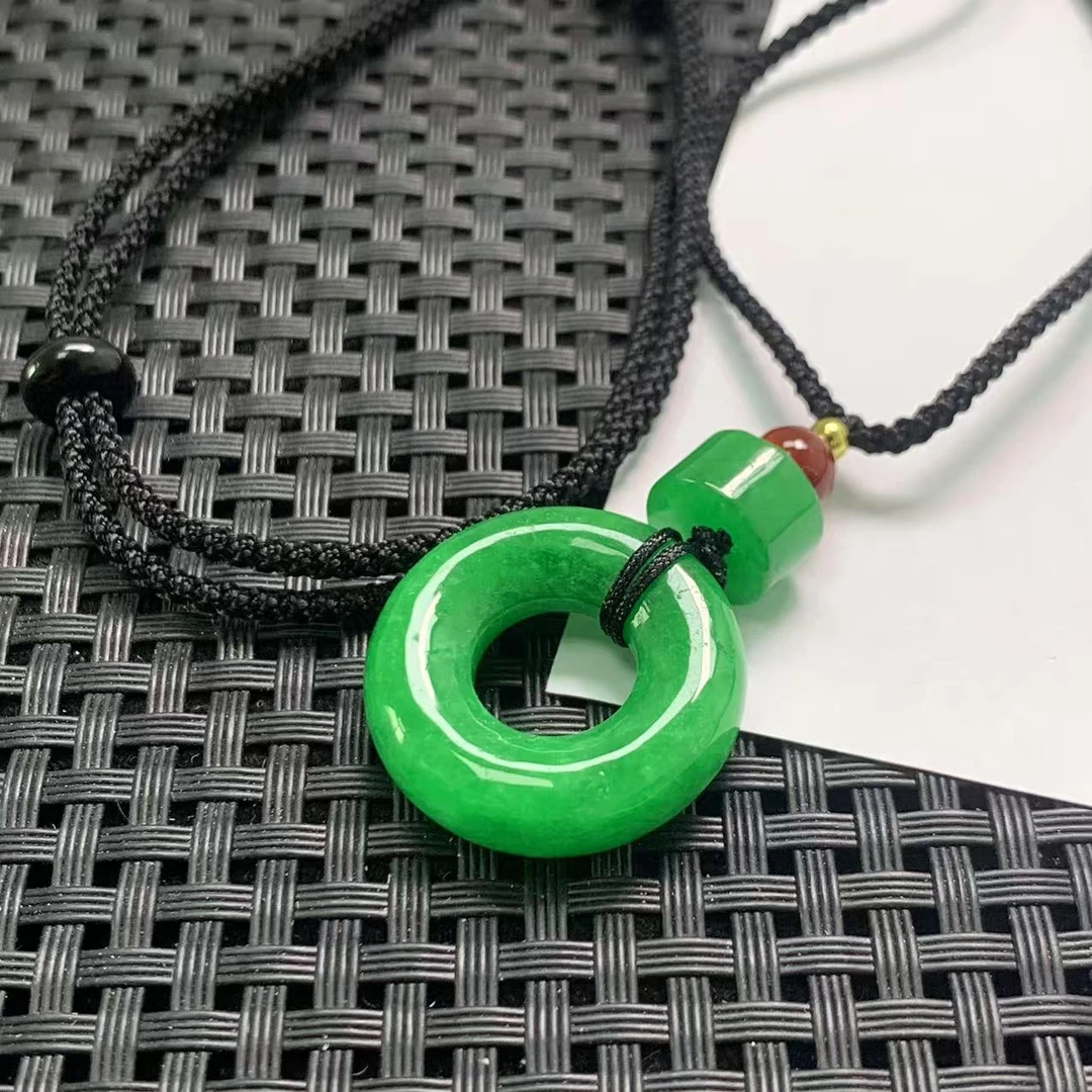 F274绿圆圈吊坠带绳子