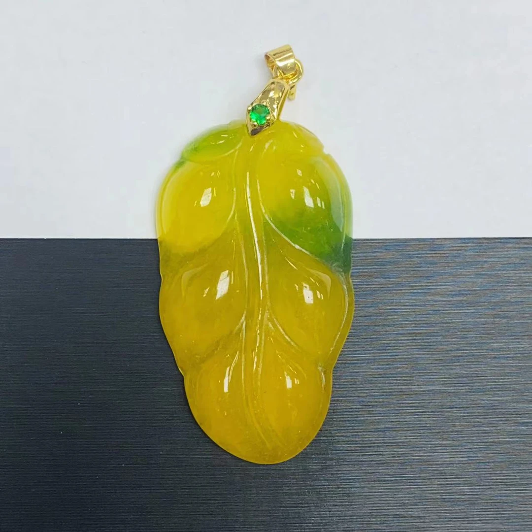 F19黄加绿叶子时尚吊坠