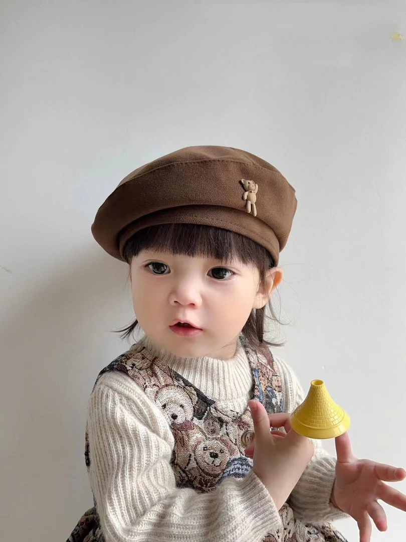 小头围亲子秋冬贝雷帽小香风画家帽显脸小韩版百搭贝雷八角帽宝宝