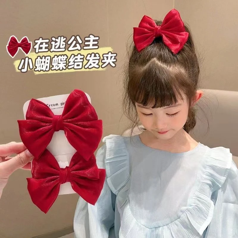 宝宝洋气蝴蝶结头饰女孩公主发卡头饰网红发饰2023年新款儿童夹子