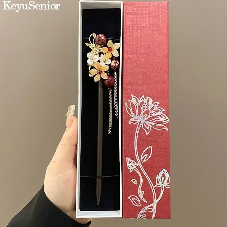 发簪收纳盒女朋友礼盒生日礼物新中式古风簪子女流苏木簪玉簪步摇