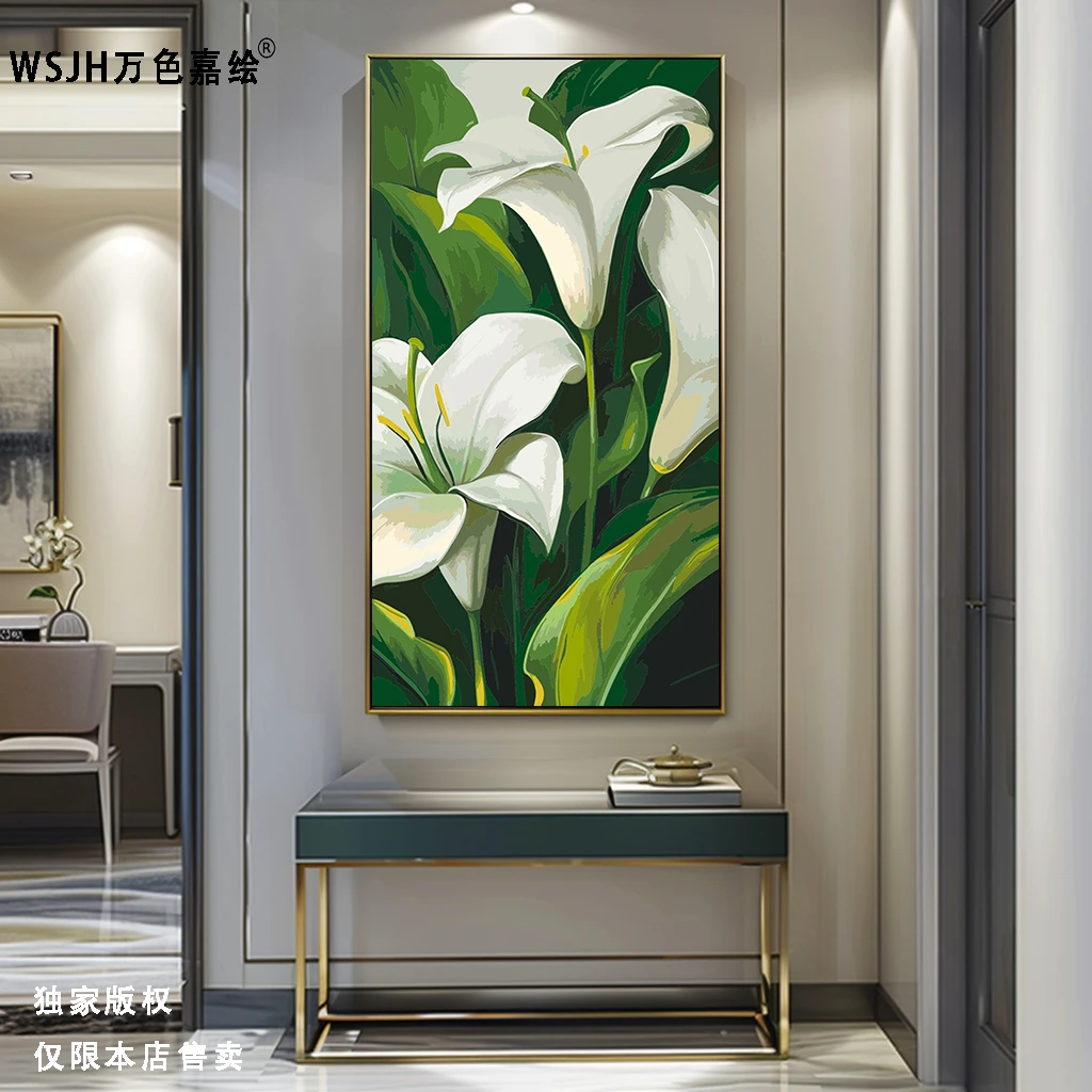 【百合花】大尺寸高级diy数字油画手工填色丙烯手绘玄关客厅装饰画