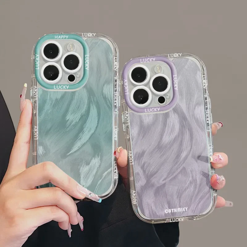 适用苹果15羽纱奶油iPhone14pro手机壳13华为p70锡纸纹青mate防摔