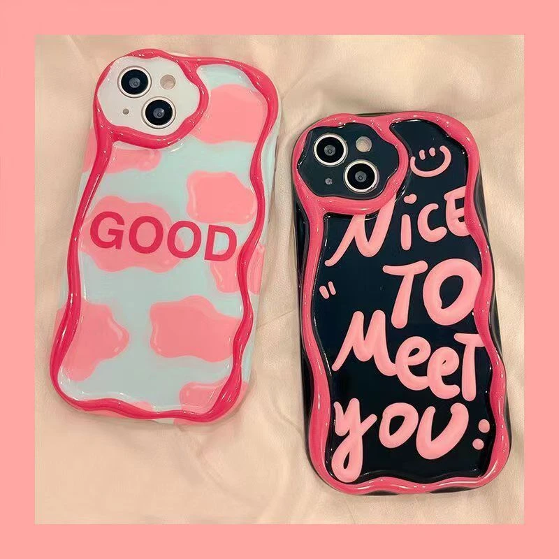 玫红边good niceto苹果13手机壳iPhone11简约英文12 xs xr女